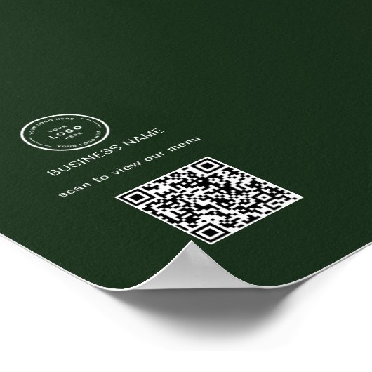 Rustieke Logo Restaurant Menu QR Code Zakelijke Vo Poster (Hoek)