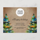 Rustieke logo toevoegen Aangepaste tekst Kerstboom Briefkaart (Voorkant)