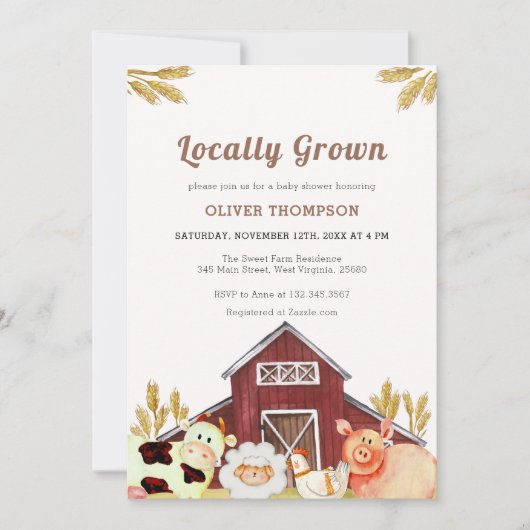 Rustieke lokaal geteelde boerderijdieren Baby show Kaart (Voorkant)