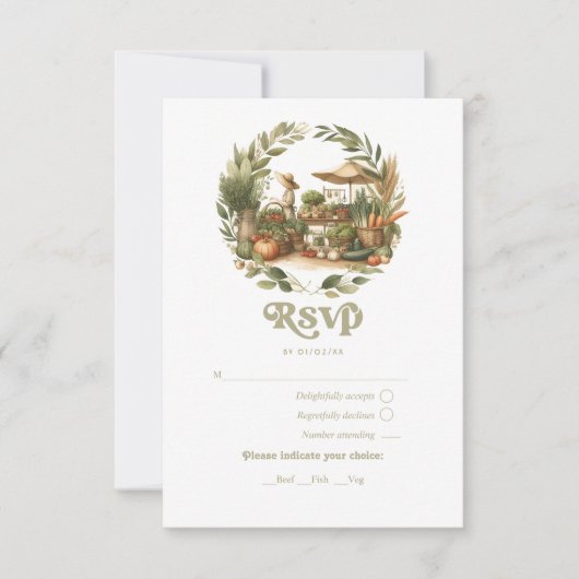 Rustieke lokaal geteelde boeren markt Baby shower RSVP Kaartje (Voorkant)