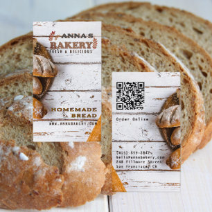 Rustieke Lokale Thuisgemaakte Bakkerij QR-code Visitekaartje