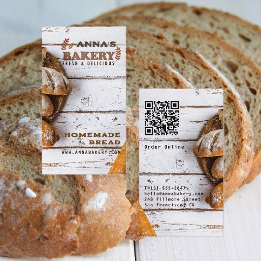 Rustieke Lokale Thuisgemaakte Bakkerij QR-code Visitekaartje