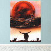 Rustieke Longhorn Ranch Canvas Afdruk (Insitu (Houten vloer))