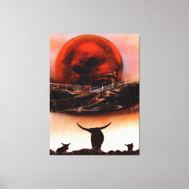 Rustieke Longhorn Ranch Canvas Afdruk