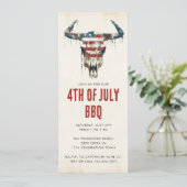 Rustieke Longhorn US vlag 4 juli BBQ Kaart (Staand voorkant)