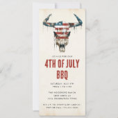 Rustieke Longhorn US vlag 4 juli BBQ Kaart (Voorkant)