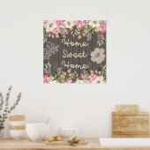 Rustieke look Home Sweet Home Bloemenhout Poster (Keuken)