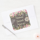 Rustieke look Home Sweet Home Bloemenhout Vierkante Sticker (Envelop)