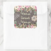 Rustieke look Home Sweet Home Bloemenhout Vierkante Sticker (Tas)