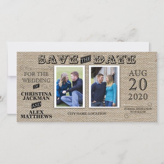Rustieke  Look Save The Date 2 Foto (Voorkant)