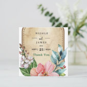 Rustieke look Waterverf Floral Bedankkaart (Staand voorkant)