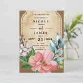 Rustieke look Waterverf Floral Kaart (Staand voorkant)