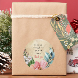 Rustieke look Waterverf Floral Ronde Sticker