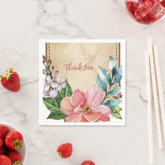 Rustieke look Waterverf Floral Servet (Insitu)