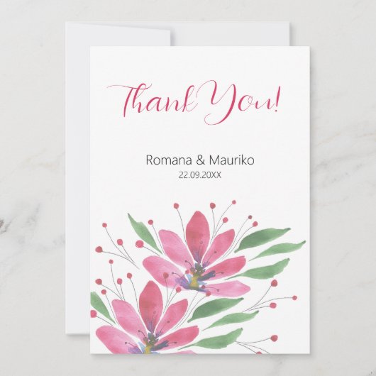 Rustieke Lotus Bloemen Waterverf Kunst Bedankkaart (Voorkant)