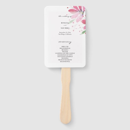 Rustieke Lotus Waterverf Handbeschilderd Programma Handwaaier (Voorkant)