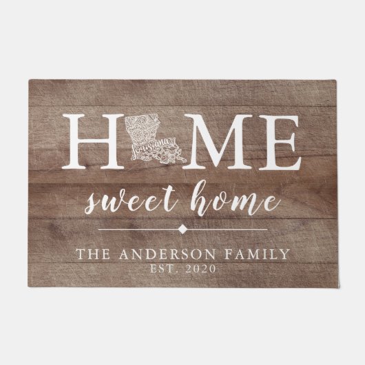 Rustieke LOUISIANA gepersonaliseerde staat Deurmat (Voorkant)