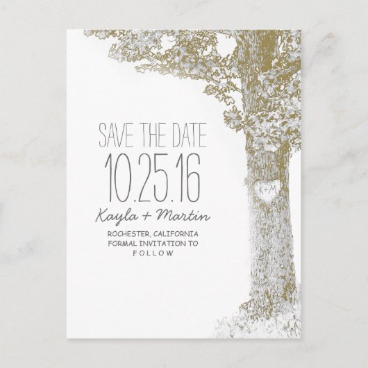 Rustieke love tree land save the date briefkaarten (Voorkant)