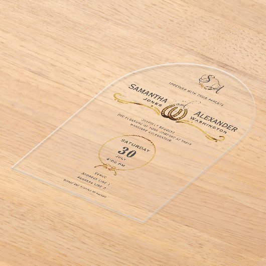 Rustieke Lucky Love Westerne schuur Hoefijzers bru Acryl Uitnodigingen (Laagn)