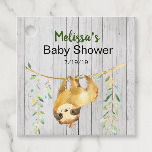 Rustieke Luiaard Baby Shower Bedankjes Labels (Voorkant)
