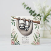 Rustieke Luiaard Baby Shower Kaart (Staand voorkant)