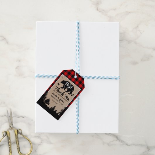 Rustieke Lumberjack Beer Adventure Baby shower Fav Cadeaulabel (Met Touw)