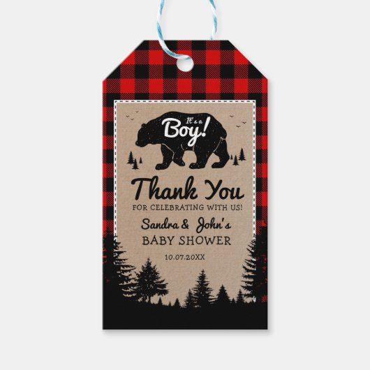Rustieke Lumberjack Beer Adventure Baby shower Fav Cadeaulabel (Voorkant)