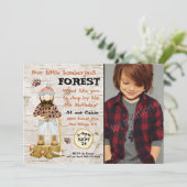 Rustieke Lumberjack foto uitnodigingen (Staand voorkant)