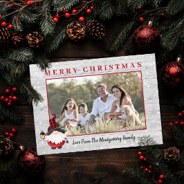 Rustieke Lumberjack Gnome Custom Foto Kerstmis Feestdagenkaart