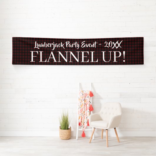 Rustieke Lumberjack Plaid Typography Custom Event Spandoek (Insitu)