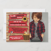Rustieke Lumberjack verjaardagsfeestje met foto Kaart (Voorkant)