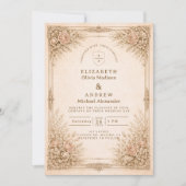Rustieke Luxe Botanische Bloemige Bruiloft Kaart (Voorkant)