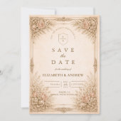 Rustieke Luxe Botanische Bloemige Bruiloft Save The Date (Voorkant)