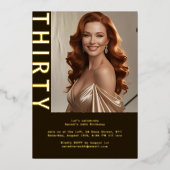 Rustieke Luxe Bruin & Folie 30e Folie Uitnodiging (Voorkant)