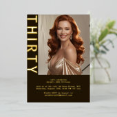 Rustieke Luxe Bruin & Folie 30e Folie Uitnodiging (Staand Voorkant)