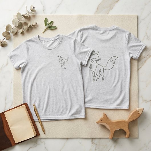 Rustieke luxe lijnkunst vos sagegroene kindernaam Tri-Blend shirt
