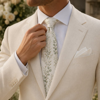 Rustieke luxe salie eucalyptus wilde bloem stropdas