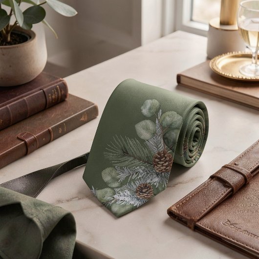 Rustieke luxe saliegroene botanische monogram brui stropdas