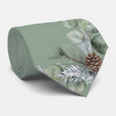 Rustieke luxe saliegroene botanische monogram brui stropdas (Opgerold)