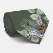 Rustieke luxe saliegroene botanische monogram brui stropdas (Opgerold)