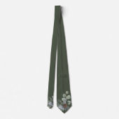 Rustieke luxe saliegroene botanische monogram brui stropdas (Achterkant)