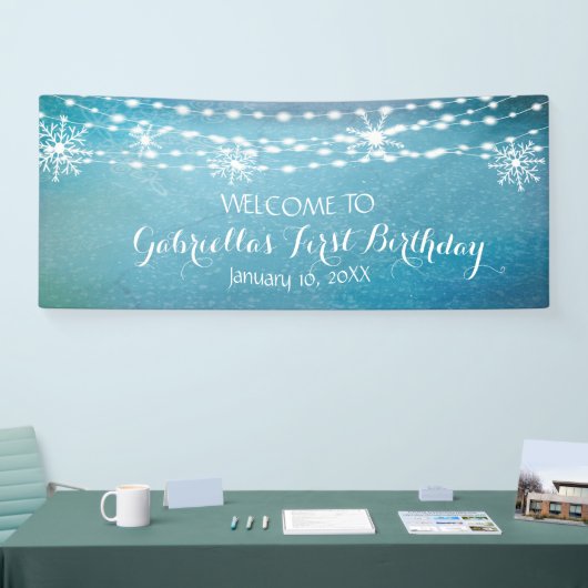 Rustieke maar dromerige Winter Wonderland Eerste V Spandoek (Beurs)