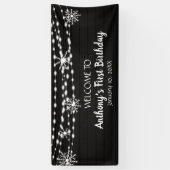 Rustieke maar dromerige Winter Wonderland Eerste V Spandoek (Verticaal)