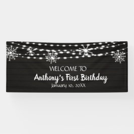 Rustieke maar dromerige Winter Wonderland Eerste V Spandoek