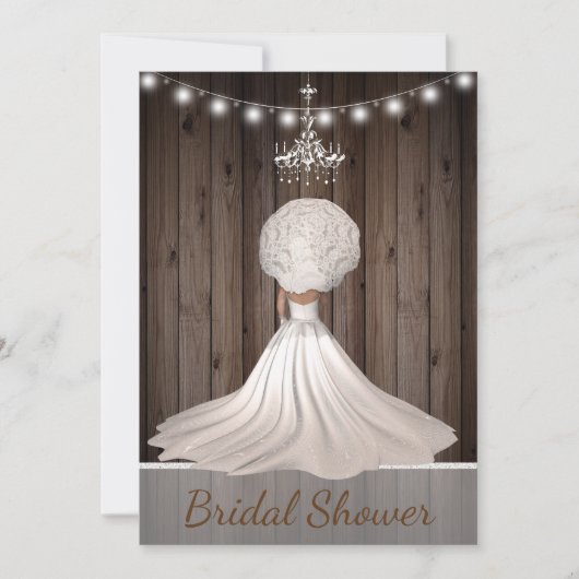 Rustieke maar elegante bruids douche uitnodiging (Voorkant)