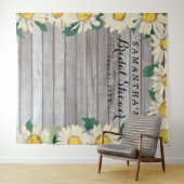 Rustieke Madelief op Houten Bruidsdouche Fotohokje Wandkleed (In Situ (horizontaal))