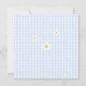Rustieke Madeliefjes Baby Blauwe Gingham Bruiloft  Kaart (Achterkant)