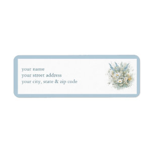 Rustieke madeliefjes & Blauw Bloemen Douche Recept Etiket