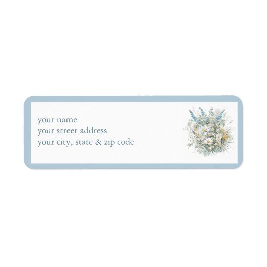 Rustieke madeliefjes & Blauw Bloemen Douche Recept Etiket (Voorkant)