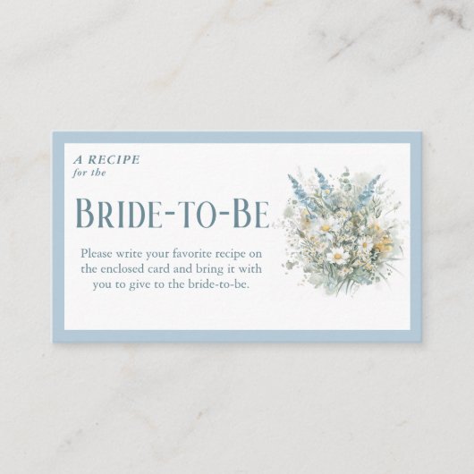 Rustieke madeliefjes & Blauw Bloemen Douche Recept Informatiekaartje (Voorkant)